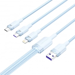 USB kabel 3 u 1 6A 1,5 m plavi Vention