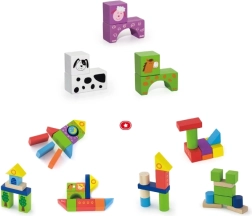 Drvena građevna set-farma – 50 kocaka u kanti