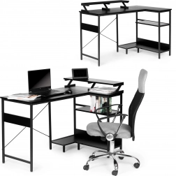 Kutni računalni stol s 3 police ModernHome