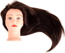 Frizerska trening glava s smeđom kosom