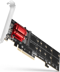 AXAGON PCIe x8 adapter za 2× M.2 NVMe s RAID-om, kompatibilan bez bifurkacije, puna i niskoprofilna pokrovna pločica