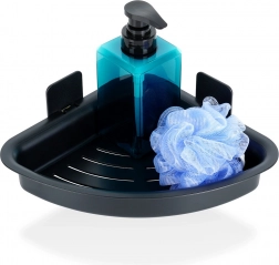 Kutna tuš-polica crna, samoljepljiva 28 × 22 × 8 cm