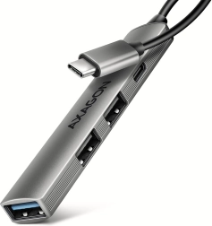 AXAGON HUE-STC aluminijski USB-C hub 4 porta (1× USB-A 5 Gbps, 2× USB-A 2.0, 1× USB-C 2.0, kabel 12 cm)