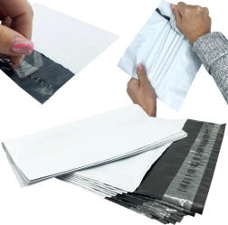 Bijele kurirske plastične omotnice 450 × 550 mm, samoljepljive, 50 kom