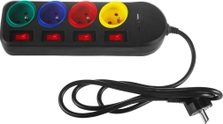 Produžni prenaponski razdjelnik MACLEAN 4 utičnice s prekidačima i USB-A/USB-C 1,5 m