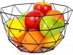 Metalna košara za voće s odvojivom kukicom, crna