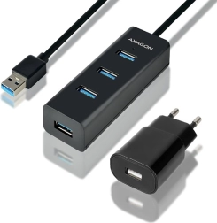 HUE-S2BP 4-portni USB 3.2 Gen 1 čvorište za punjenje, kabel 1,2 m, mrežni adapter