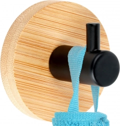 Samoljepljiva bambusova zidna kuka s crnim metalom 5 × 3,5 cm