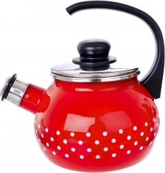 Emajlirani zvižduk čajnik crveni s točkicama 1,75 l