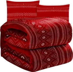 zimski crveni set – mekana mikrofleece deka 160 × 200 cm + 2 navlake za jastuk 40 × 40 cm
