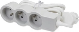 Produžni kabel 3x2P+Z 1,5 m bijeli/sivi