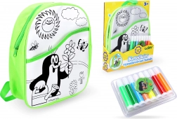 Ruksak za bojanje Krtko sa zelenom podlogom 30 cm + 8 flomastera