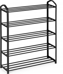 Metalni stalak za cipele s 5 polica, crni