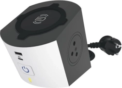 Multifunkcionalna produžna kocka s bežičnim Qi punjenjem i USB A/C, 2 utičnice, kabel 2 m