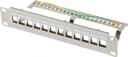 Patch panel 12 portova 1U 10" FTP s organizatorom za keystone module, sivi