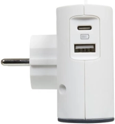 Razdjelnik 2x 2P + USB bijeli/crni