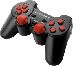žičani gamepad za PS3 i PC s vibracijama – crno‑crveni