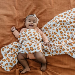 Tommy Lise pamučna muselinska pelena bijeli leopard 120 × 120 cm