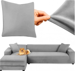 Navlaka za kutnu sofu RUHHY - tamnosivi elastični velur 145 - 185 cm