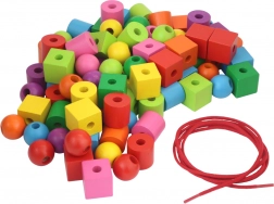 Šarene drvene maxi perle sa špagom za nizanje 92 kom