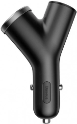Auto punjač Baseus tipa Y, 2× USB 3,4 A, 40 W – crni
