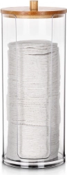 Dozator za kozmetičke blazinice od akrila s bambusovim poklopcem 7 × 18 cm