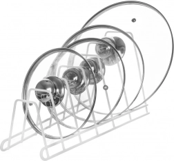 Metalni bijeli stalak za poklopce, tanjure i daske 34 × 17 × 18,5 cm