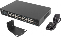 Switch LANBERG 24-portni Gigabit PoE+ s 2xGB i 2xSFP za rack 19''