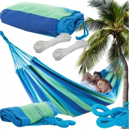 Dvostruka vrtna viseća mreža XXL 200 × 150 cm, prugasta, s torbom