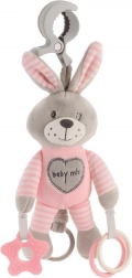 Plišana vibrirajuća igračka s kopčom Baby Mix zeko ružičasti 22 cm