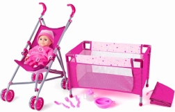WOODY dječji set s kolicima i krevetićem