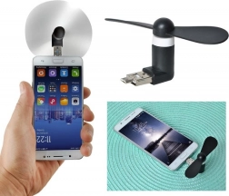 Mini ventilator za telefon 2u1 usb/microusb – crni