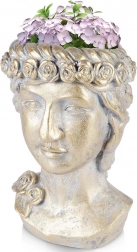 Zlatna žardinjera u obliku grčke glave 33 cm