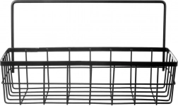 Viseća kuhinjska polica za reling, metalna crna RADKA 30 × 10,5 × 17 cm