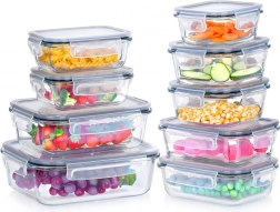 Staklene posude za hranu s poklopcem i brtvom, set od 9 kom