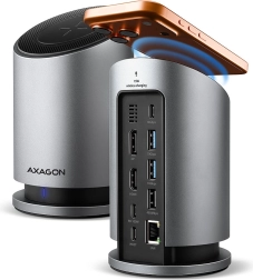 Višeportni USB-C hub 9-u-1 s bežičnim punjenjem 15 W AXAGON HMC-WL9