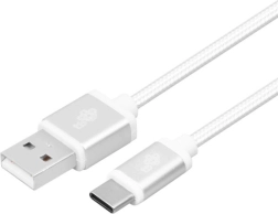 USB-A na USB-C kabel 2 m, srebrni opleteni