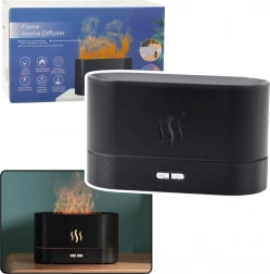 Ultrazvučni ovlaživač zraka s efektom plamena, crni, 180 ml