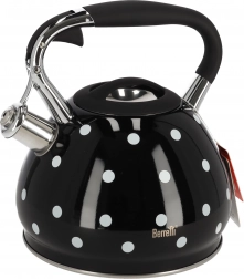 Crni čajnik s bijelim točkicama Berretti Cornelia 3L