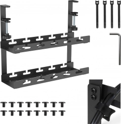 podstolni organizator kabela s dvostrukom policom 40 cm s stezaljkom
