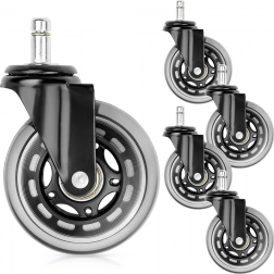 Uredsko gumeno kotačiće 75 mm, čep 10 mm, set 5 kom