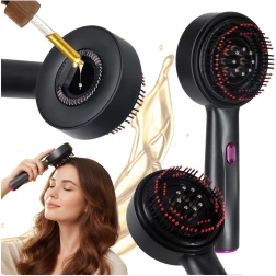 Električna masažna četka za vlasište s infracrvenim svjetlom i aplikatorom ulja, USB, crna