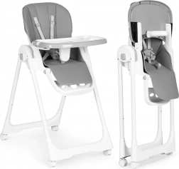 Dječja hranilica s podesivom visinom, dvostrukim poslužavnikom i presvlakom od eko kože ECOTOYS, tamnosiva