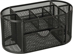 Crni metalni stolni organizator s 9 pretinaca i ladicom