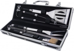 Čelični set roštiljnog pribora u koferu, 9 dijelova