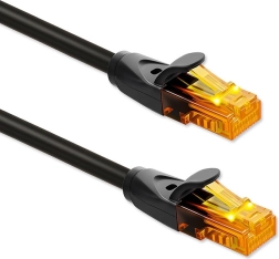 Mrežni kabel UTP Cat6 25 m s konektorima RJ-45, pozlaćeni kontakti, 1 Gb/s – crni