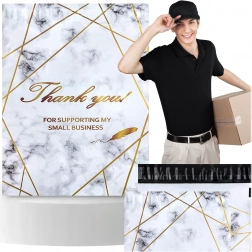 Kurirske folio vrećice 255 × 370 mm, zlatni mramor s natpisom Thank You, 50 kom