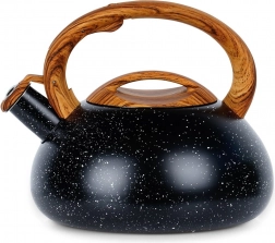 Zviždeća inox čajnik 3 l – crna s kamenim efektom