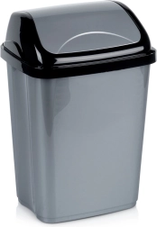 Plastična kanta za otpad 10 l, siva s preklopnim poklopcem