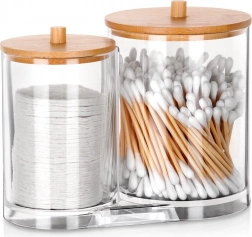 Dvostruki organizator za štapiće za uši i blazinice za skidanje šminke s bambusnim poklopcima